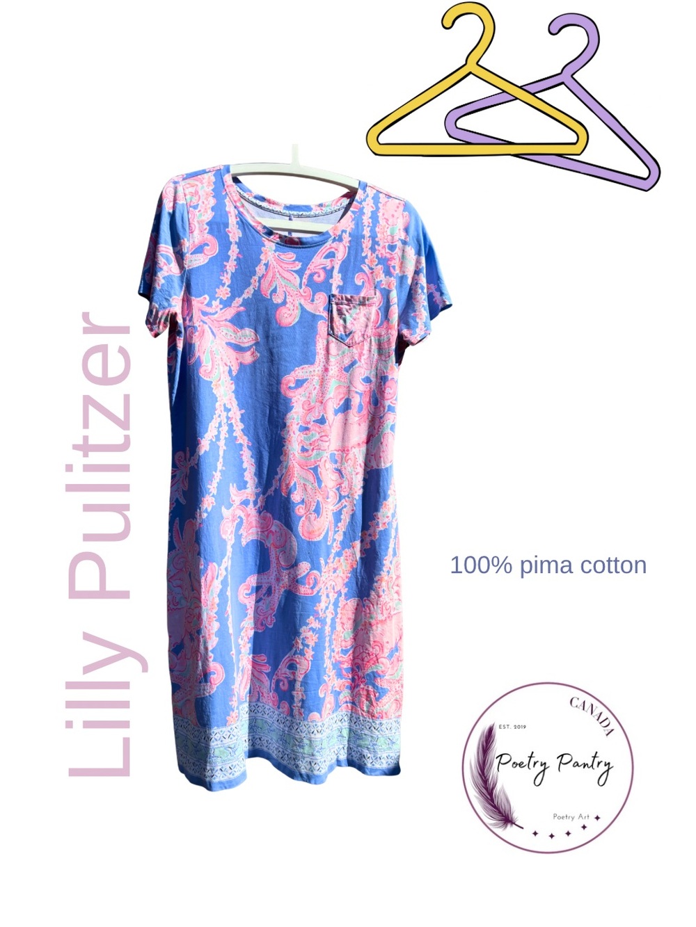 100% Pima Cotton  Short Sleeve Dress